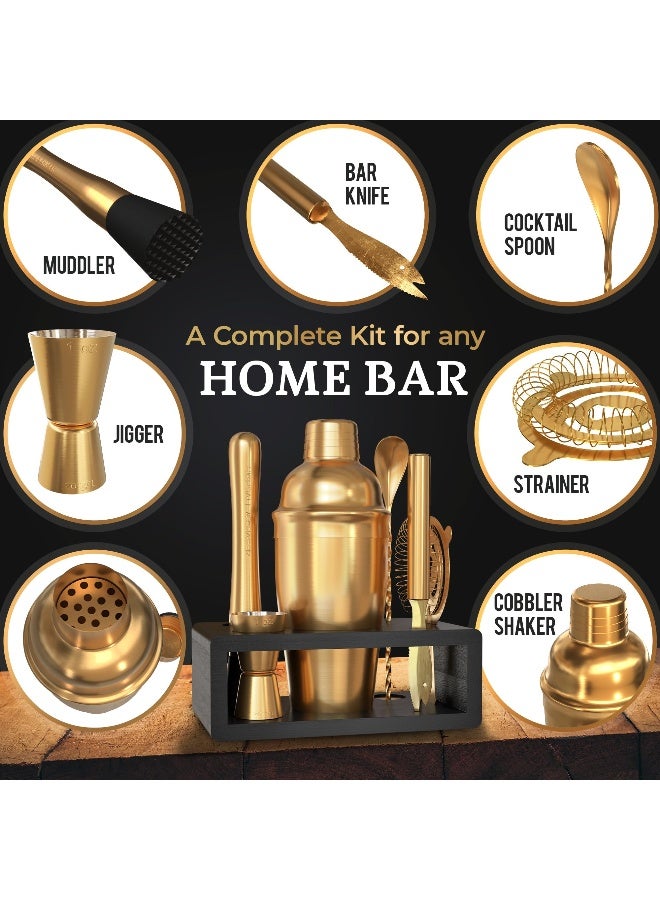 Highball  Chaser Highball & Chaser Cocktail Shaker Set: Bartender Kit for Home Bar Mixology Cocktail Bar Set Plus E-Book with 30 Recipes (Antique Gold) - Image 3